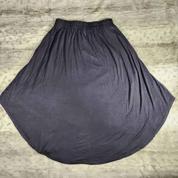 Sozy Gwendolyn Graphite Gray Chic Soft Modal Midi Skirt with Pockets Size S - Picture 6 of 8